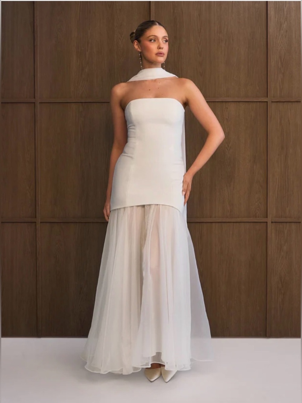 Six Stories EMILIA Bandeau Drop Waist Maxi Dress – White size 4 - Picture 7 of 11
